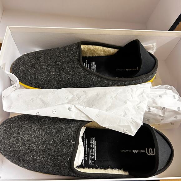 Mahabis Larvik Classic Slippers Women 11.5 12 Men 9.5 10 EU 43 Gray Yellow NEW - Picture 6 of 6